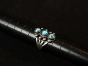 Atq Navajo Three Gem Quality Turquoise Row Ring  c.1930～