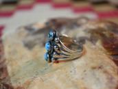 Atq Navajo Three Gem Quality Turquoise Row Ring  c.1930～