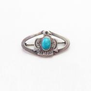 Atq 卍 Stamped T-bird Applique Small Pin w/Turquoise  c.1930