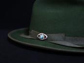 Atq 卍 Stamped T-bird Applique Small Pin w/Turquoise  c.1930