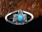 Atq 卍 Stamped T-bird Applique Small Pin w/Turquoise  c.1930