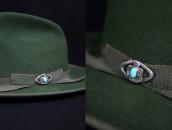 Atq 卍 Stamped T-bird Applique Small Pin w/Turquoise  c.1930