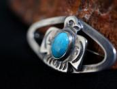 Atq 卍 Stamped T-bird Applique Small Pin w/Turquoise  c.1930