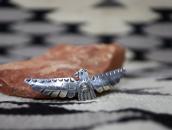 Atq Navajo Repouse/Stamped T-bird Pin in Ingot Silver c.1930