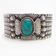 Historic Navajo Cross Applique Chiseled Cuff w/Fox TQ in1939