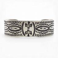 Atq Navajo『ON BOOK』T-Birds Stamped Ingot Silver Cuff c.1915～