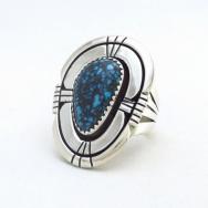 Old Navajo Gem Quality Spider Web Turquoise Ring  c.1980～