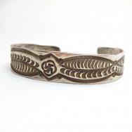 Antique Navajo 卍 Stamped Ingot Silver Cuff Bracelet c.1920～