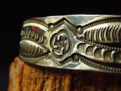 Antique Navajo 卍 Stamped Ingot Silver Cuff Bracelet c.1920～