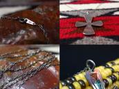 Old Navajo Chip Inlay Iron Cross Fob Silver Necklace c.1975～