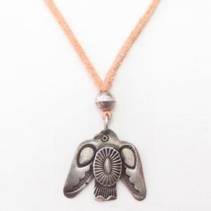 Antique Navajo Stamped Thunderbird Shape Fob Necklace c.1920