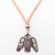 Antique Navajo Stamped Thunderbird Shape Fob Necklace c.1920