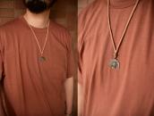 Antique Navajo Stamped Thunderbird Shape Fob Necklace c.1920