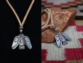 Antique Navajo Stamped Thunderbird Shape Fob Necklace c.1920
