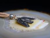 Antique Navajo Stamped Thunderbird Shape Fob Necklace c.1920