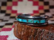 Vintage Zuni or Navajo Turquoise Inlay Silver Cuff  c.1945～