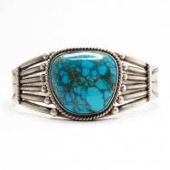 Vintage SplitWire Cuff Bracelet w/Gem Grade Turquoise c.1940