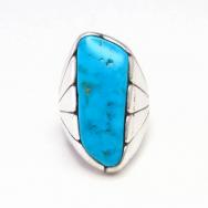 【Sam Begay】Navajo Vtg Heavy Silver Ring w/Turquoise  c.1970～