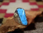 【Sam Begay】Navajo Vtg Heavy Silver Ring w/Turquoise  c.1970～
