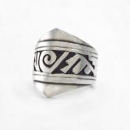 【Michael Kabotie】 Hopi Silver Overlay Men's Ring  c.1980～