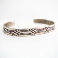 Vintage Stamped Silver Narrow Cuff Bracelet  c.1940～