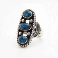 【Fred Peshlakai】Top-Grade Burnham Turquiose Row Ring c.1940～