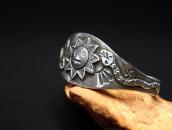 Atq SunFace & Snake Applique 卍 Stamed Silver Cuff c.1920～