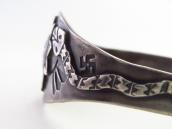 Atq SunFace & Snake Applique 卍 Stamed Silver Cuff c.1920～
