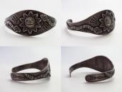 Atq SunFace & Snake Applique 卍 Stamed Silver Cuff c.1920～