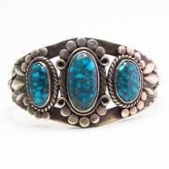 Antique Navajo Hallmarked Cuff w/Hi-Grade Lone Mt. TQ c1940～