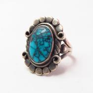 Antique Navajo High Grade Lone Mt. Turquoise Ring  c.1940～