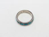 Vintage Zuni Turquoise Inlay Men's Silver Ring  in 1965