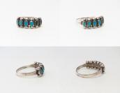 Vinatge Zuni Turquoise & Silver Drops Row Worn Ring  c.1955～