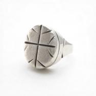 Vtg Navajo Cross Stamped Silver Hi-Shape Seal Ring  c.1950～