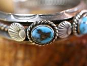 【UITA22】 Vtg Navajo Five Turquoise Row Cuff Bracelet c.1945～