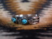 【UITA22】 Vtg Navajo Five Turquoise Row Cuff Bracelet c.1945～
