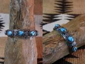 【UITA22】 Vtg Navajo Five Turquoise Row Cuff Bracelet c.1945～