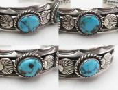 【UITA22】 Vtg Navajo Five Turquoise Row Cuff Bracelet c.1945～