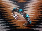 【UITA22】 Vtg Navajo Five Turquoise Row Cuff Bracelet c.1945～