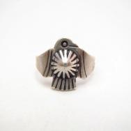Antique Shell Repoused Thunderbird Shape Tourist Ring c.1930
