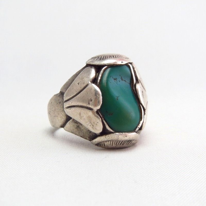 Vintage Navajo or Zuni Silver Ring w/Green TQ  c.1960～