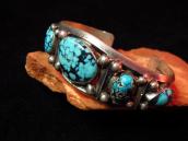 Vintage Navajo Row Cuff w/Gem Grade Persian TQ  c.1970