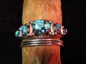 Vintage Navajo Row Cuff w/Gem Grade Persian TQ  c.1970