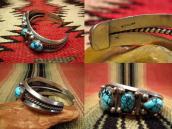 Vintage Navajo Row Cuff w/Gem Grade Persian TQ  c.1970