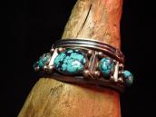 Vintage Navajo Row Cuff w/Gem Grade Persian TQ  c.1970