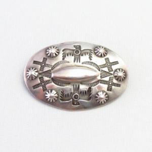 Atq Repouse & Thunderbird Stamped Silver Concho Pin  c.1930～
