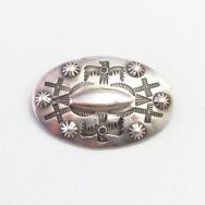 Atq Repouse & Thunderbird Stamped Silver Concho Pin  c.1930～