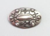 Atq Repouse & Thunderbird Stamped Silver Concho Pin  c.1930～