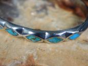 Vintage Zuni Turquoise Inlay Casted Silver Cuff c.1960～