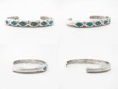 Vintage Zuni Turquoise Inlay Casted Silver Cuff c.1960～